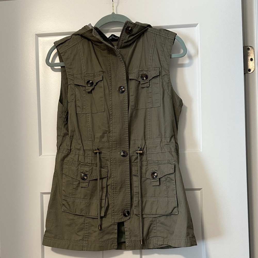Women's Olive Hooded Vest
